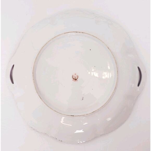 Beautiful Vintage RS PRUSSIA Red Mark Porcelain 11" Cake Plate Pink Roses Gold - Picture 7 of 9